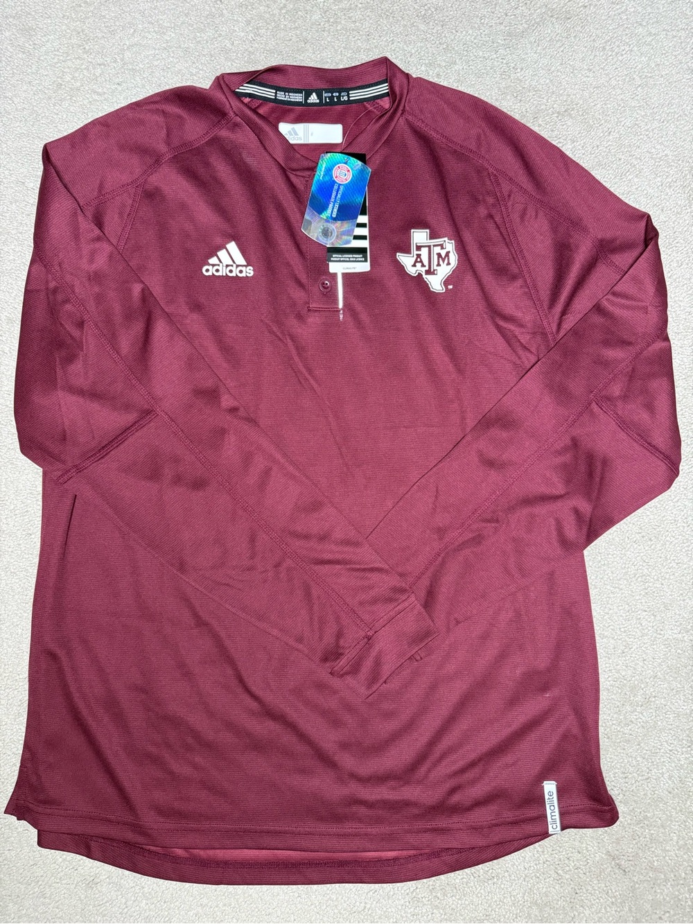 Texas A&M Adidas Long-Sleeve Performance Shirt